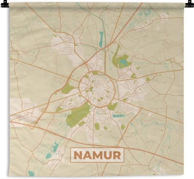 Wandkleed - Wanddoek - Kaart - Leuven - Stadskaart - Plattegrond - Vintage - 180x180 cm - Wandtapijt