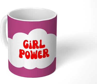 Mok - Koffiemok - Girl power - Wolk - Roze - Mokken - 350 ML - Beker - Koffiemokken - Theemok - Mok met Tekst