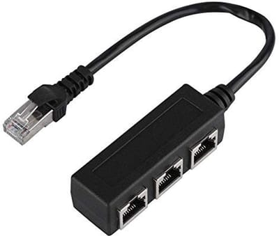 Allecto - RJ45-splitter - Ethernet-verlengkabel - 3-poorts netwerksplitter - zwart - LAN-patchkabel - signaalversterking - geschikt voor thuis- en ...