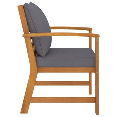 vidaXL - Tuinstoelen - 2 - st - met - donkergrijs - kussen - massief - acaciahout