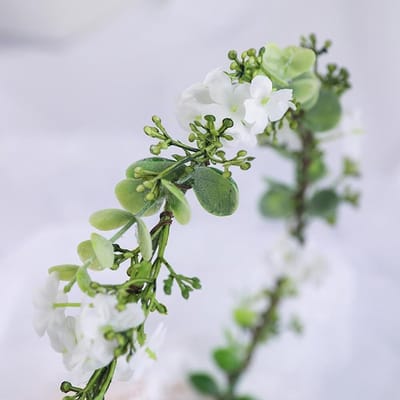 Bloemen Kroon - Bloemen Hoofddeksel - Feestelijk Accessoire - Handgemaakt Design - Verstelbaar - Groen Wit