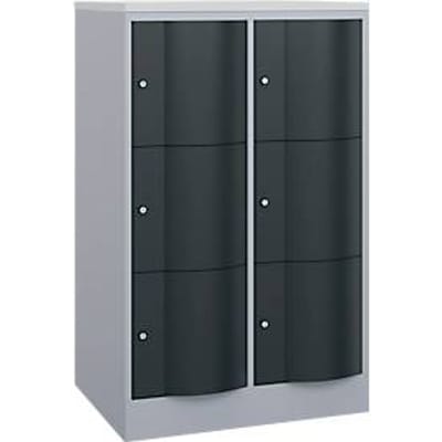 C+P Resisto lockerkast, 2 vakken, 6 vakken, B 772 x D 640 x H 1255 mm, blank aluminium/antraciet grijs