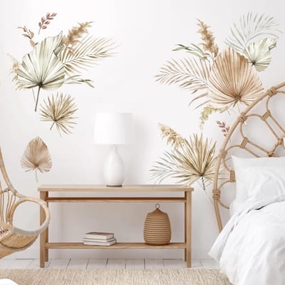 Famanu – Boho Palmbladeren Muurstickers Tropische Planten Blad Muurtattoo Slaapkamer Woonkamer Sofa Achtergrond Wanddecoratie