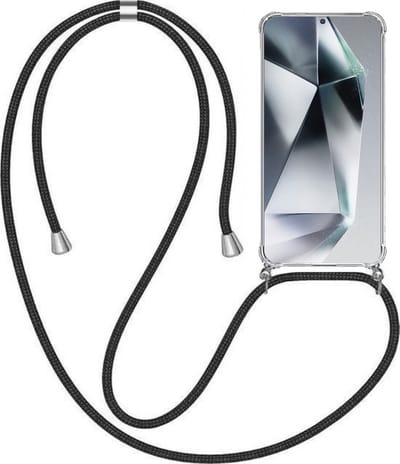 Telefoonhoesje Geschikt voor Samsung Galaxy S24 Ultra met Koord en Stootrand - TPU Backcover Shockproof met Lanyard - Smartphonica geschikt voor Samsung Galaxy S24 Ultra