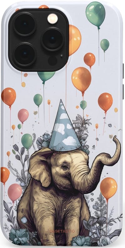 Casetastic Hoesje Geschikt voor Apple iPhone 14 Pro Max Magsafe - Stijlvolle Beschermende Duo-layer Case - Olifant Verjaardag