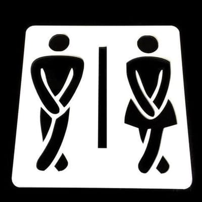 WC Deurbordje Gekruiste Poten Wit – Unisex Toilet Indicator – 12x12 cm