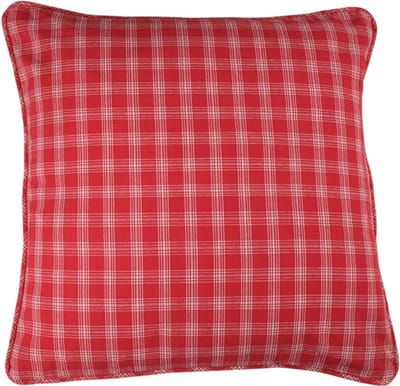 Kussen Levy Check Linen/Rood | 45 X 45 | Sierkussen Voor Woonkamer Of Slaapkamer