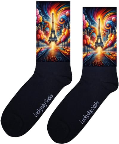 Luckyday Socks - Unisex sokken - Parijs Ijfeltoren - cadeau sokken - Maat 37-44