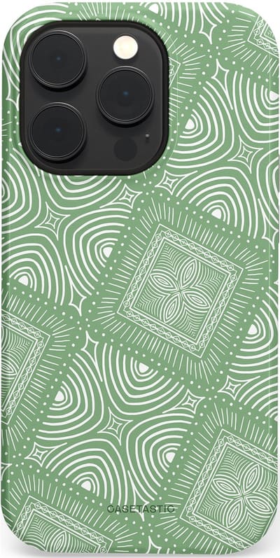 Casetastic Hoesje Geschikt voor Apple iPhone 14 Pro Magsafe - Stijlvolle Beschermende Duo-layer Case - Groene Mandala