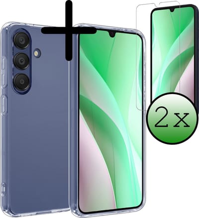 Hoesje Met 2x Screenprotector - Geschikt voor Samsung Galaxy A15 - Sterk & Shockproof - Back Cover - Siliconen Case - Telefoon Hoes - Transparant