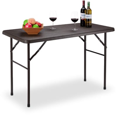 inklapbare tuintafel - houtlook - 74 x 120 x 60 cm - klaptafel - tot 100 kg - bruin