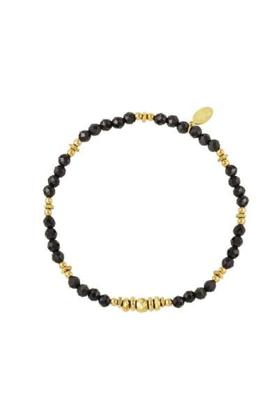 Bijoutheek Armband (Sieraad) elastic staal vierkanten steel balls kralen Zwart