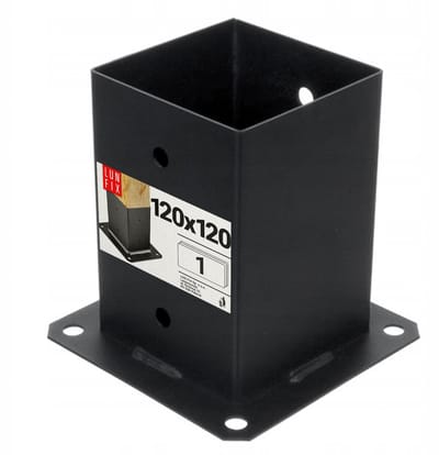 LUN FIX - Pfostendrager - 120x120 mm - zwart - stabiele bevestiging voor hekposten