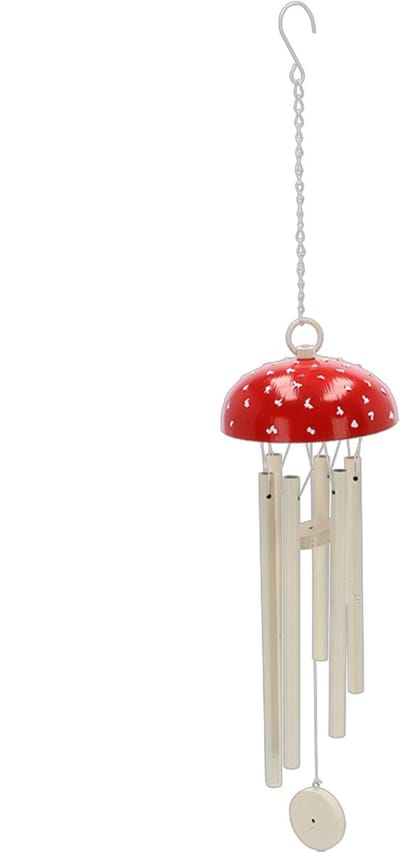World of Weather Windgong - vliegenzwam paddenstoel - aluminium - 12 x 64 cm - Tuin/balkon