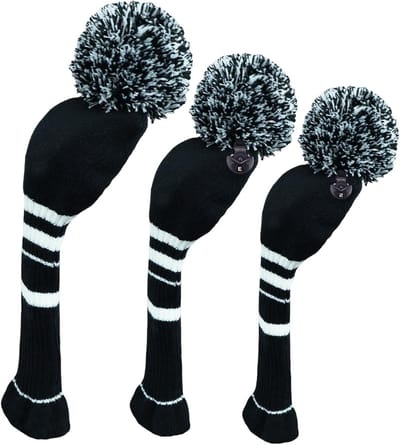 Golfclub hoofdhoezen - Gebreide hoezen - Club beschermen - Draaibare nummertags - 3 stuks - Zwart Wit