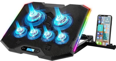 KAD® Laptop Cooler - Krachtige Laptop Cooling Pad voor Gaming & Werk - Ergonomisch Design - Zwart - 41cm x 30cm x 4cm