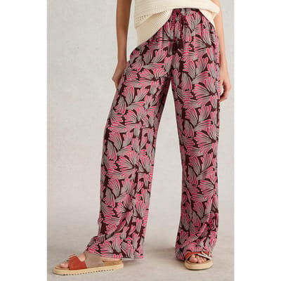 White Stuff Belle Crinkle Wide Leg Trouser Pink Print Taglia: 12 REGULAR | Pantaloni Outlet | Donna | Rosa