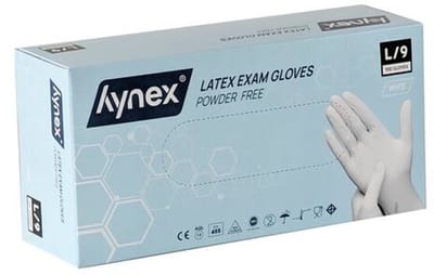 Hynex latex handschoenen maat L Wit omdoos 1000 stuks poedervrij - 5,0gr MD - 10x100/box