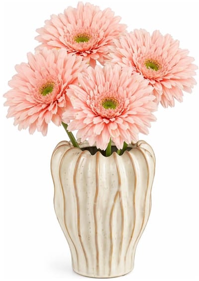 Mica Decorations Kunstbloem Gerbera Floral - 4x - H60 cm - roze - kunststof - stelen kunstbloemen - boeket - rozen bloemetjes