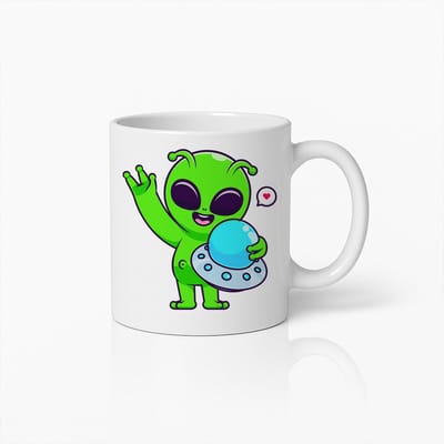 Schattige Alien en UFO Koffiemok – Leuke Ruimte Cartoon Beker voor Sci-Fi Fans en Cadeau Ideeën