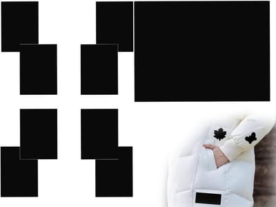 Set van 8 Waterdichte Zelfklevende Nylon Reparatie Patches voor Kleding, Duvets en Tenten - 20x14.5cm, Zwart, Ideaal voor Herstel en Creatieve Projecten