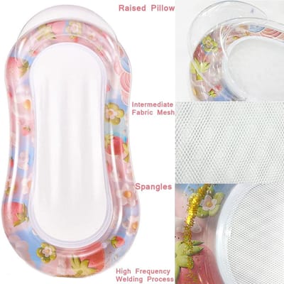 Opblaasbare Zwemband met Mesh Ligbed - Opblaasbare Pool Float Volwassene - Luchtbed voor Zwembad met Hoofdsteun - Waterhangmat met Glitter Confetti - Zwembad Float voor Strand Meer en Vakantie - Inclusief Waterdicht Telefoonhoesje