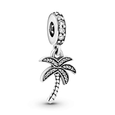 Fler® | Bedel | Past op populaire bedel armbanden (standaard-3mm) | armbandbedel | Sprankelende Palmboom | Palm Tree | Vakantie | Holiday | Hangbedel Charm | 925 Sterling Zilver | Zirkonia | Kerstcadeau | Sinterklaas Cadeau | Valentijn kado