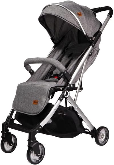 Kinderbuggy - Wandelwagen lichtgewicht - Reizen met baby - Verstelbare ligstand - Compact opvouwbaar - Grijs zilver