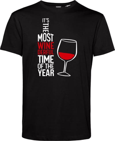T-shirt Most Wonderfull Wine | Foute Kersttrui Dames Heren | Kerstcadeau | Kerstpakket | Zwart | maat XS