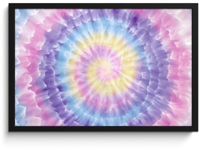 Poster in lijst - Fotolijst 60x40 cm - Posters - Spiraal - Tie dye - Pasteltinten - Posterlijst zwart - Decoratie - Wanddecoratie woonkamer - Muurdecoratie slaapkamer