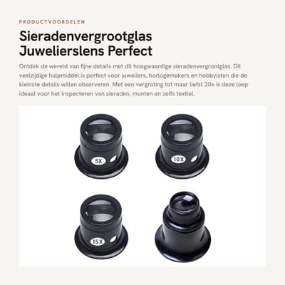 Dailygoods - Sieradenvergrootglas - Juwelierslens - Perfect voor detailwerk - Zwart - Vergroting tot 20x - Voor horloges en munten - Ideaal voor repar...