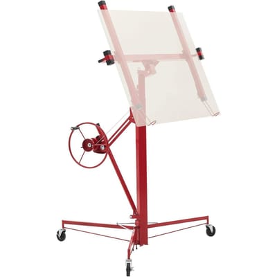 Levageeur de plaques de plâtre 3353 mm, Treuil Sheetrock Robuste de 68 kg avec Bras Télescopique Réglable, Roues Verrouillables, Outils de Levage de Panneaux pour Plaques de Plâtre Idéal