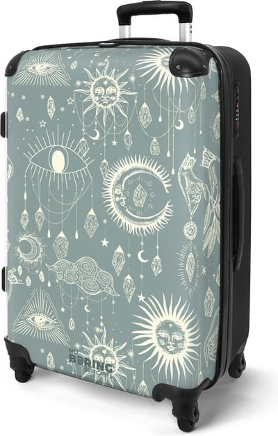 NoBoringSuitcases.com® - Koffer groot - Rolkoffer lichtgewicht - Blauw met bohemian patroon - Reiskoffer met 4 wielen - Grote trolley XL - 20 kg bagage - Valiezen middelgroot - Hardcase bagagekoffer - Suitcase large