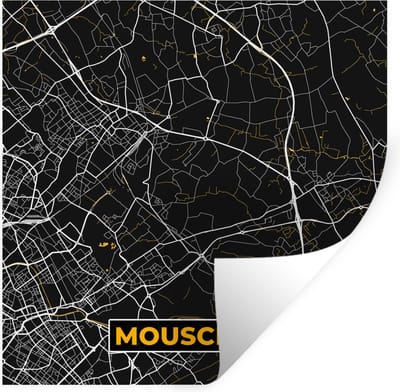Muurstickers - Sticker Folie - Plattegrond - Stadskaart - Goud - Mouscron - Kaart - 100x100 cm - Plakfolie - Muurstickers Kinderkamer - Zelfklevend Behang XXL - Zelfklevend behangpapier - Stickerfolie