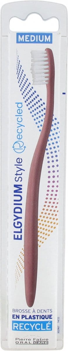 Elgydium Stijl Gerecyclede Tandenborstel Medium (Kleur : Roos)