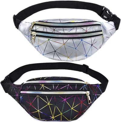 Shiny Holografische Heuptas - Waterdichte Heuptas met Verstelbare Band voor Reizen, Hardlopen en Festivals - 2 Kleuren, Multicolor, 30 x