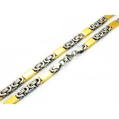 Aramat Jewels | Halskettingen | RVS Koningsketting Platte Schakel 60cm Zilverkleur - Opvallende Ketting Man | Bicolor | |11mm | Staal | Volwassenen | Verkleurd niet