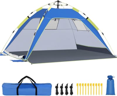SAVI® Strandtent uv Bescherming - Strandtent Baby Pop Up – Strandtentje Extra Licht - Blauw - 115cm x 215cm x 170cm; 2.05 kg