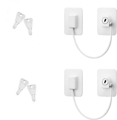 Dailygoods- Veiligheidsramen 2 Stuks - Blokkering Kastdeuren - Voor Kinderen - Met Sleutels - Wit - Veiligheidsmaatregel - Kinderveiligheidsslot