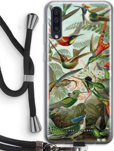 Case Company® - Hoesje met koord geschikt voor Samsung Galaxy A50 hoesje met Koord - Haeckel Trochilidae - Telefoonhoesje met Zwart Koord - Bescherming aan alle Kanten en Over de Schermrand