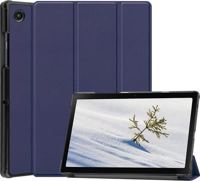 Hoes Geschikt voor Samsung Galaxy Tab A8 (2021 & 2022) hoes – tri-fold bookcase met auto/wake functie - 10.5 inch – Donkerblauw