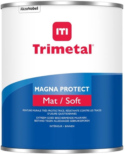 Trimetal Magna Protect - Fluweel matte watergedragen binnenmuur verf extreem bestand ( 2 in 1) - Kleur RAL 9010 Pure White ( gebrokenwit - 1 L