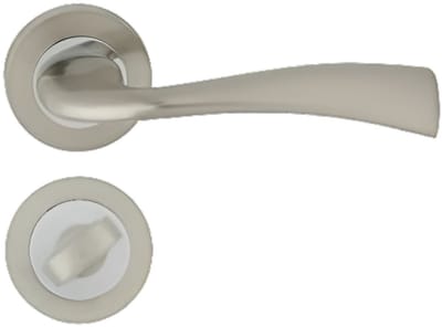 Domino® Deurkrukgarnituur FLY R ECO M6/M9 - Chroom/Nikkel - WC met Ronde Rozette - Deurbeslag van aluminium - Deurklink voor badkamer, kelderdeur en binnendeur