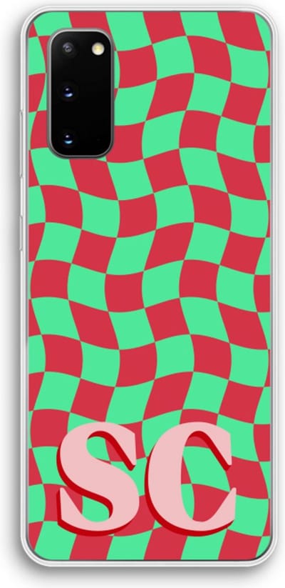 Gepersonaliseerd - Case Company® - Hoesje geschikt voor Samsung Galaxy S20 hoesje - Grid Monogram - Soft Cover Telefoonhoesje - Bescherming aan alle Kanten en Schermrand