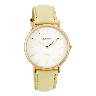 Rosé goudkleurige OOZOO horloge met beige leren band - C7743