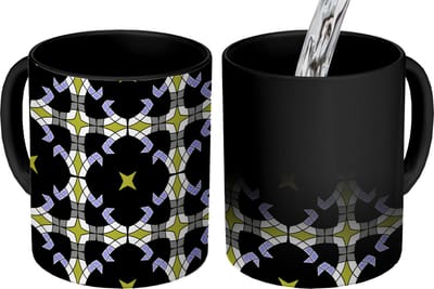 Magische Mok - Foto op Warmte Mokken - Koffiemok - Glas in lood - Abstract - Patronen - Magic Mok - Beker - 350 ML - Theemok