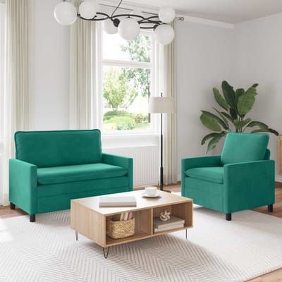 vidaXL - Bankstel - 2 - st - Turquoise - Fluweel