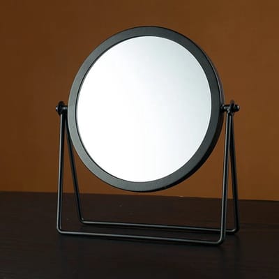 WiseGoods Premium Make-Up Spiegel Rond Dubbelzijdig - 21x18x5.5 - Spiegels Badkamer - Woonaccessoires - Cadeau - Wonen - Zwart