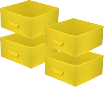 LAVITA® Opbergmand Textiel - 31x31x15 Geel 4 Stuks - Opbergbox Kast Organizer Opbergdoos - Kastlade Verdeler Voor Kleding Ondergoed Badkamer Kledingkast - Vouwdoos Stoffen Doos Opbergdozen