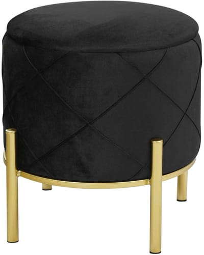 Poef met Opbergruimte SAVANA / Ronde Opbergpoef / Poef op pootjes / Zwart / Breedte 37 cm